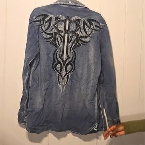 Roar Button Up Shirt Roper Shirt Signature Size L Western Country Concert